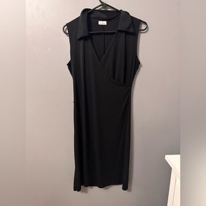 black collared midi dress